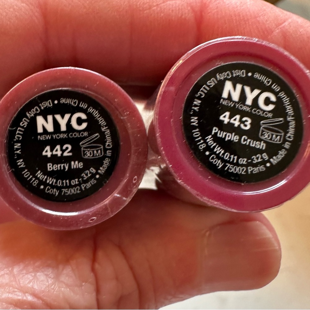 5 NEW!! NYC EXPERT LAST LIP STICK, BERRY ME, PURPLE CRUSH
